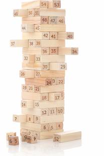 Aditi Toys Tumbling Tower For Kids, Wooden Building Blocks with 4 Dice