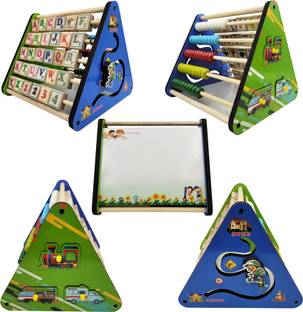 Appster 5 in 1 Wooden Triangle Activity Alphabets Block Abacus Counting Drawing Writing