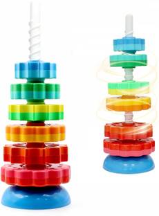 EDENGLOW Spinning Stacking Tower for Kids Colorful Rainbow Spin Stacker for Toddlers
