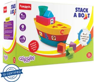 Funskool-Giggles STACKING BOAT, 4 in 1 Fun stack - sort, Push - Pull Boat