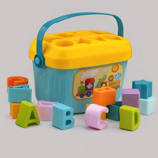 Meetul Enterprise Baby's First Block 16 Alphabet & Blocks Educational Toy for Kids & Baby Girl-Boy