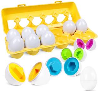 Bestie Toys Matching Eggs Easter Egg Toy for Toddlers - Color & Shape Recognition Sorter Puz