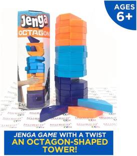 Mubco Jenga Octagon Game | 45 Plastic Block Stacking| For Kids Ages 6+