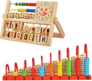 Kishore collection Wooden Calculation Shelf+Abacus Frame(Combo)Stacking Counting learning for kids