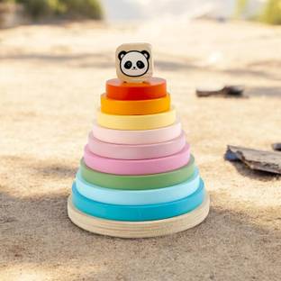 little ginnie Ring Stacker Toys for Babies - 10pcs | Wooden Ring Stacker Toy Set