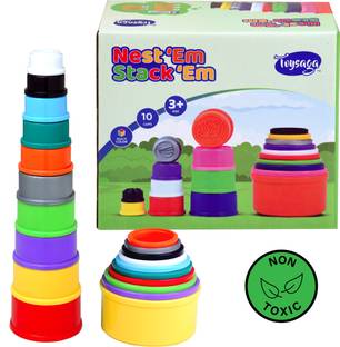Toysaga Nest'Em Stack'Em|Nesting & Stacking Cups|Pre-School & Beach Toy|DIY Activity