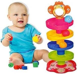 DANDLES 5 Layer Roll Ball Ring Tower Monkey Rolling Ball Bell Toys for Babies I Toddlers