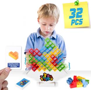 Toybot 36 Pcs Tetra Tower Balancing Stacking Bulding Blocks Game With 22 Cards
