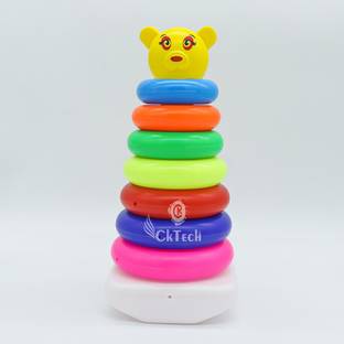 केटक Junior Smiley Stacking Colouring Teddy Rings for Kids Multi Color, Stacking Toy- malticolor