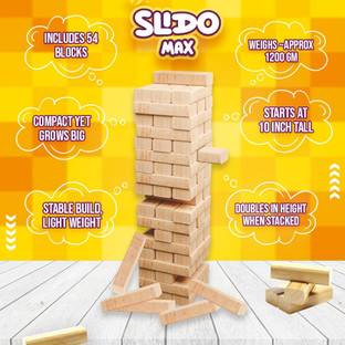 Clapjoy Slido Max Wooden Tumbling Tower Game, Wood Blocks Stacking & Balancing Tower Toy