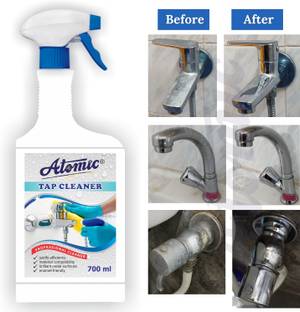 ATOMIC Tap Cleaner Liquid Spray 700 ml | Removes 100% germs | Cleans Tap, Shower | Power & Shine Booster | Hard water stain Remover | Removes Hard Water Marks and Dissolves Limescale Stain Remover