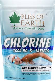 Bliss of Earth Japanese Chlorine Tablets for Cleaning Swimming Pool, Kills Bacteria 10x200gm Stain Remover