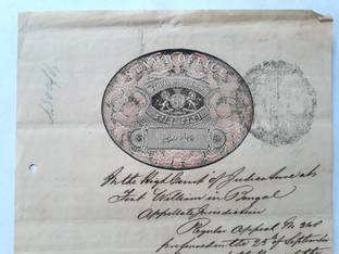 MANMAI COINS EAST INDIA COMPANY ( EIC ) - Congreve - 8 annas - Stamp Bond Paper big seal Stamp Page Sheet