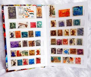 GOLD MINT stamp album stock book 8 pages with 200 Different India Stamps combo gift set Stamp Album