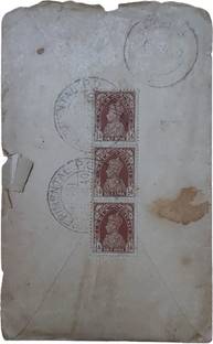 rbf Rare India British KGV / King George V 1/2 One Anna Over Stamps Letter Stamp Pockets
