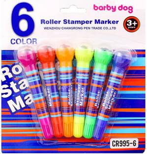 Ease Birthday Return Gifts 2 In 1 Roller Stamper Marker Pen Stationary (6 Pcs Set)