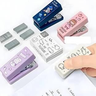 Glenston New Trendy Students & Office Use Mini Stapler with Pin Set, Multicolor Small Pins Stapler