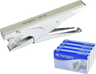 Kangaro Heavy Duty Stapler HP 45 Grey with 4 Pkt of Staple Pins 24/6 Cordless  Stapler