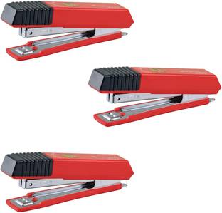 Kangaro Desk Essentials ICON All Metal Half Strip, Red, Set of 3 Cordless  Stapler