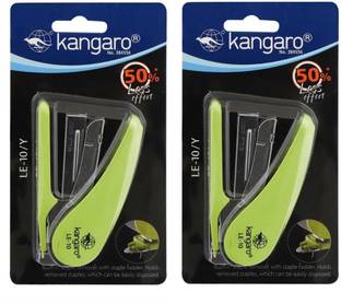 Kangaro Desk Essentials LE-10Y All Metal Half Strip, Parrot Green, Set of 2 Cordless  Stapler