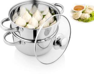 Klassi Kichen Klassi Kichen 2 Tier Steamer Set with Lid|Pasta Steamer|Vegetable|Momo Stainless Steel Steamer