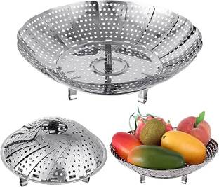 Tikmani Enterprise Stainless Steel Multipurpose foldable Steamer Basket for Vegetable & fruit Stainless Steel Steamer