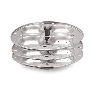 MANTAVYA Stainless Steel Classic Idli Maker/Idly Cooker 3 Plates Standard dhokla Maker Stainless Steel Steamer