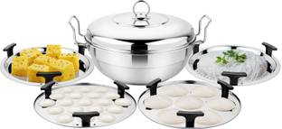 PRABHA Heavy Gauge Bottom Multi Kadhai, Idli, Momo's, Dhokla Maker with Steel Lid, Induction & Standard Idli Maker