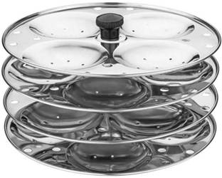 MANTAVYA 4 Plates Stainless Steel Heavy Quality Idli Stand Induction Standard Idli Maker Stainless Steel Steamer