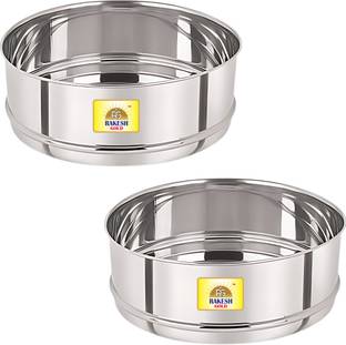 Rakesh Gold Stainless Steel Cooker containers, set of 2 pc suitable for 5 & 5.5 litre cooker Stainless Steel Steamer