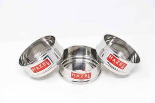 HAZEL Alfa Stainless Steel Stackable Seperator, Cooker Dabba for Pressure Cooker - 13 cm, Set of 3 Stainless Steel Steamer