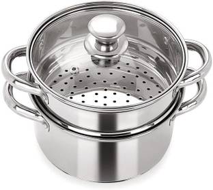 मिसिप्पी 2 Tier Steamer Set with Lid|Pasta Steamer|Vegetable|Momo स्टेनलेस स्टील स्टीमर