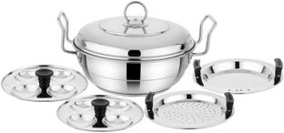 PRABHA Stainless Steel Grace Mini Multi Kadhai Heavy Gauge Bottom 20cm 4 Plate With Lid Stainless Steel Steamer