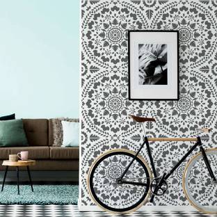 Kayra Decor Mandala Fusion Large Wall Stencils - Free 2 Inches Paint Roller KDRDSS1111 Size 36x36 Inch Stencil