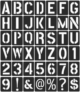 DEQUERA 42 Pieces Reusable Letter Stencils, 4Inch Numbers Craft Stencils, Letter Paintin g Stencil, Number Templates for DIY, Wall, Wood, Glass, School Art Projects (Bla ck) Stencil