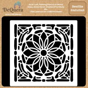 DEQUERA DeQuera Reusable Glass Painting Stencils for Wall Painting - Stained Glass Patte rns - Glass Painting Template - Glass Etching Stencils - Design Stencil for Glas Modern Craft Stencil Stencil