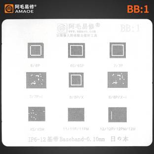 AKT AMAOE BB-1 STENCIL For iPHONE BASE BAND 7/7P, 7/7P-I, 8/8P/X, XS/XSMAX, 11/11PRO/11PRO MAX, 12/12PRO/12PRO MAX Reballing Stencil Template for IPhone 6S 6SP 7P 8P 11 12 Stencil