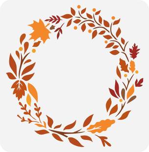 IVANA'S Fall Leaves Laurel Wreath Stencil 11.8x11.8inch Reusable Laurel Wreath Pattern FIN-0210 Modern Art & Craft Stencil