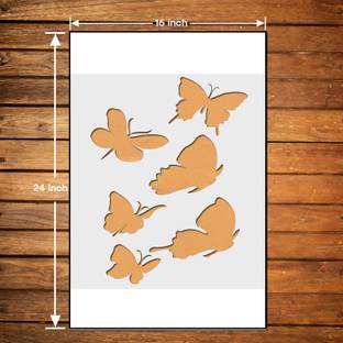 JAZZIKA Butterfly Design Wall Stencil Pack of 1 (Size:-16X24 Inch) DIY Reusable Painting Suitable For Home Decor, Ceiling, Floors Paint Roller