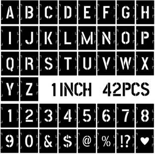 DEQUERA 1 Inch Letter Stencils Symbol Numbers Craft Stencils, 42 Pcs Alphabet Stencils L etter Stencil Interlocking Stencil Kit Reusable Plastic Stencils Letters and Num bers Stencil Kit Stencil