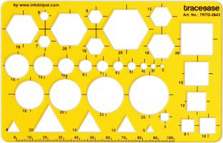 Traceease Geometric Hexagon, Circle, Square, Triangle Drawing Plastic Ruler Ruler