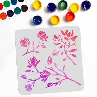 Devasya Crafts Magnolia Flower Stencils Flower Painting Stencils Template 11.8×11.8 Inch Reusable Classic Flower Floral for Painting on Wood Canvas Paper Fabric Floor Wall Tile Stencil