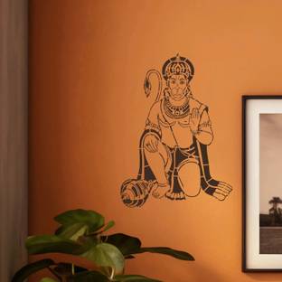 ARandNJ Stencils for wall painting (Size:- 16 X 24 Inch) "DEVOTIONAL PATTERN THEME- Hanuman Ji DIY Reusable Design Suitable For Pooja Room, Entrance, Living Room & Office Decoration Modern Wall Stencil
