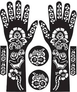 IVANA'S Ivana's Full Hand Mehndi Stencil Design Full Hand Set (FL-03) FL-03 Heena Mehandi Sticker for Hand & Body Stencil
