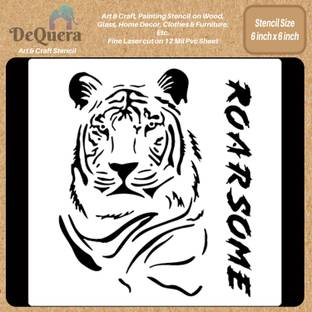 DEQUERA DeQuera Tiger Animal Stencils for Wall Painting Large - Tiger Stencils for Paint ing- Stencils for Craft and Art - Stencils for Fabric Painting - Glass, Sketchin Modern Craft Stencil Stencil