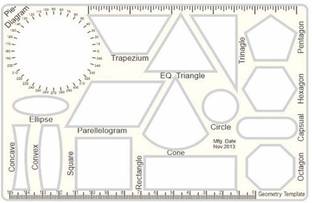 PMW Geometry Template - Contains 16 Geometrical Shapes - Pack of 1 Geometry Template Stencil