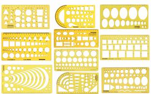 Traceease Traceease Multi Pattern Geometry Template Drafting Tools with Stencils Ruler TRTDS-5A Geometric Template Stencil