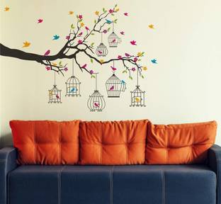 Kayra Decor Large Size Birdie House Wall Design Stencils For Wall Painting And Home Wall Decoration Suitable For Room Decor And Craft ( 52" x 35" Inch ) ( KHSNT519 ) KHSNT519 (PVC 52 x 35 inch) Wall Stencil