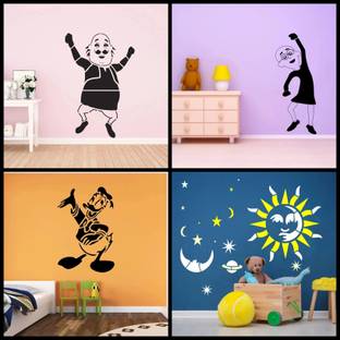 JAZZIKA Combo Stencils for wall painting (Size:- 16 X 24 Inch) Theme- "Motu Cartoon", "Patlu Cartoon", "Cosmos Galaxy", "Donald Duck" Design Ideal For Painting Home Wall Decor Stencil