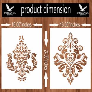 PRIYANKADECOR For Home Decoration Design Diy Reusable Wall Paint Design STENCIL WALL DESIGN COMBO WITH (16 INCH X 24 INCH ) PATTERN FOR HOME WALL DECORATION. SUITABLE FOR ROOMS Stencil